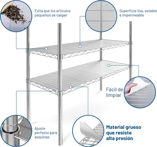Miniatura 5 de Sterling Shelf Liners para sistema de estante de alambre: juego de 4 en grafito: 14 x 36 pulgadas: esteras de plástico para estanterías de alambre
