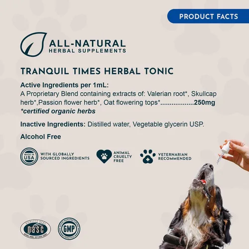 Miniatura 6 de Animal Essentials Tranquility Blend - Raíz de valeriana para perros y gatos, gotas calmantes orgánicas para perros y gatos, suplemento natural