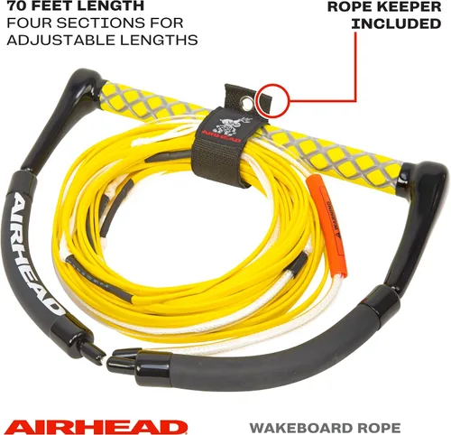 Miniatura 2 de Airhead Dyneema Wakeboard Rope and Handle, No Stretch Tow Rope with EVA Grip, Multi Section Water Ski Wakeboarding Line for Boat Towables, 1,700 lb