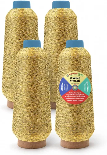 Miniatura 77 de Mandala Crafts 4 Pack of Serger Threads Cones Spools - 20S/2 24000 Yards Polyester Baby Blue Threads for Sergers Machine and Overlock Quilting