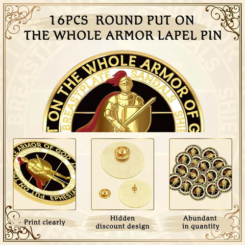 Miniatura 3 de Therwen 16 broches religiosos de oro de 1.18 pulgadas para poner en toda la armadura, broches religiosos cristianos a granel para hombres y mujeres