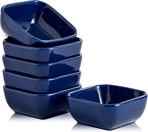 Miniatura 10 de Juego de cuencos de cerámica de 6,3 onzas de porcelana pequeños pequeños platos cuadrados para salsa de soja, buenos para salsa de tomate, soja