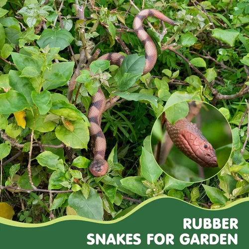 Miniatura 7 de 2 serpientes falsas realistas para jardín, mantienen alejados a pájaros y ardillas, juguete de serpiente de cascabel, accesorio de broma