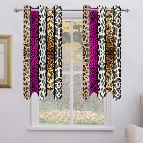 Miniatura 34 de Cortina opaca con estampado de animales salvajes, para oscurecer la habitación, con aislamiento térmico, con ojales para sala, comedor, dormitorio