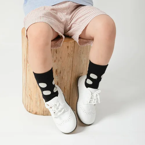 Miniatura 4 de Meckior Zapatos de vestir negros para niños y niñas, zapatos Oxford para boda, iglesia, zapatos de vestir de piel sintética, con cordones, uniforme
