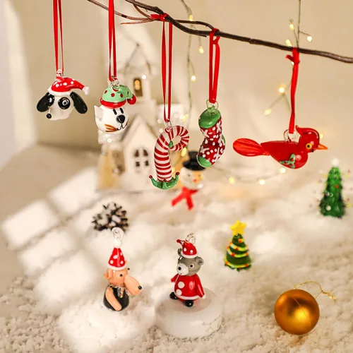 Miniatura 9 de Adornos de Navidad de gato y perro de 2 pulgadas para árbol 2025, 2 piezas de adornos de vidrio para colgar en el árbol de Navidad, figuras