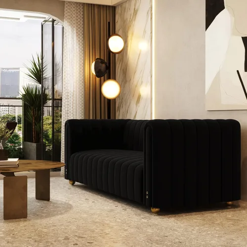 Miniatura 3 de Sofá de terciopelo de 81 pulgadas, sofá moderno de mediados de siglo para 3 personas, sofás de terciopelo copetudos para sala de estar, apartamento