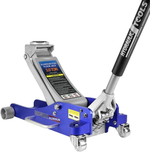 Miniatura 9 de LKTART Gato hidráulico de piso de perfil bajo de 3 toneladas con rango de elevación de pistón dual 3.3"-18.5" Bomba doble azul 3.0T 3.3"-18.5