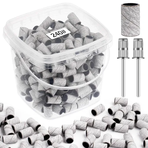 Miniatura 9 de Bandas de lijado para taladro de uñas de grano 240, bandas de lijado de uñas extremadamente finas, 200 bandas de lijado profesionales moradas y 2