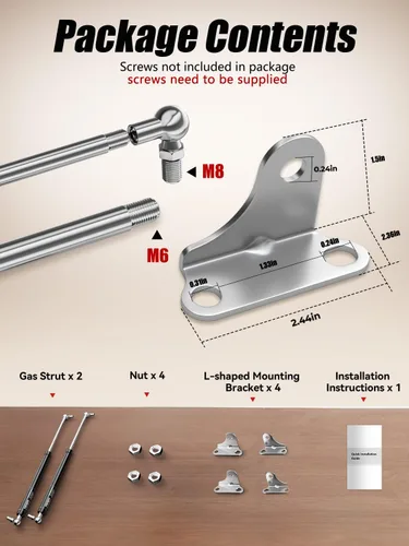 Miniatura 7 de Vepagoo Amortiguadores de Gas de 30 Pulgadas 35Lb/156N con Soportes de Montaje, Soportes de Elevación para Almacenamiento de Cama de RV Remolque
