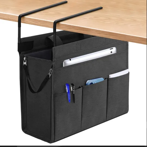 Miniatura 10 de MASTLU Bolsa de almacenamiento para colgar debajo del escritorio, organizador de escritorio, bolsa de almacenamiento lateral de oficina, compatible