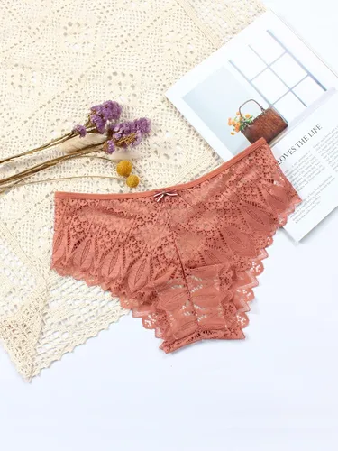 Miniatura 7 de Milumia Ropa interior de encaje floral para mujer, braga de bikini sin costuras cruzadas