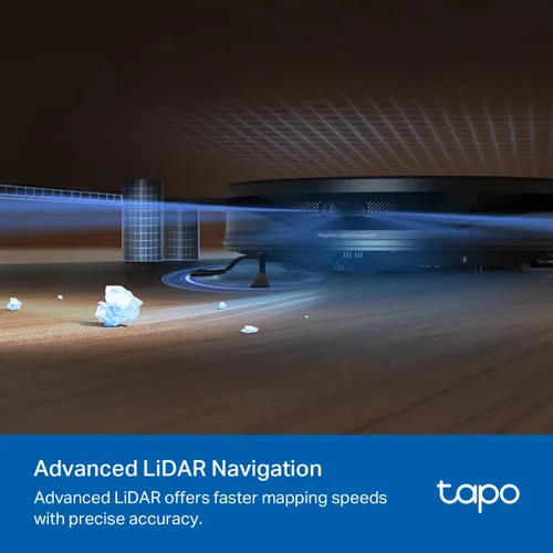 Miniatura 4 de Tapo - Robot aspirador y fregona ultradelgado con navegación inteligente LiDAR con base de autovaciado, 5300 Pa máx., tasa de recolección de polvo