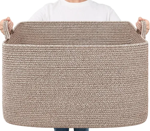 Miniatura 25 de Goodpick Cesta Grande de Almacenamiento de Juguetes, Cestas de Cuerda de Algodón Gris Contenedor de Almacenamiento de Juguetes para Bebé, Niños