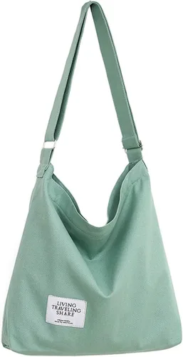 Miniatura 126 de Covelin - Bolsa de hombro informal de lona para mujer, estilo bohemio y retro, bolsa de mano, bolso cruzado, tamaño grande