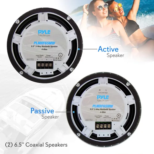 Miniatura 2 de Pyle Altavoces marinos duales de 6.5 pulgadas, altavoz amplificado impermeable y compatible con Bluetooth con transmisión inalámbrica y potencia