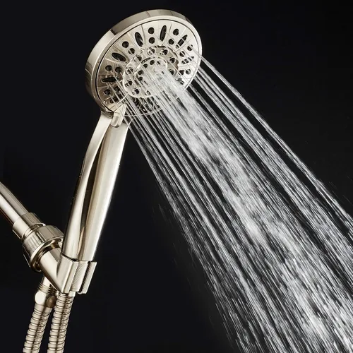 Miniatura 2 de AquaDance Ducha de mano de alta presión de 6 ajustes de níquel cepillado completo de 4 pulgadas con manguera, la mejor experiencia de ducha probada