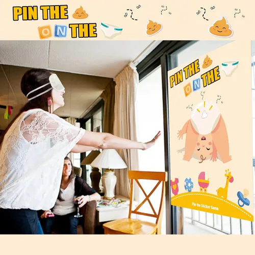 Miniatura 5 de Juegos de baby shower, recuerdos de fiesta, pin the sticker en el pañal, divertidos juegos de baby shower para adultos, decoraciones de baby shower