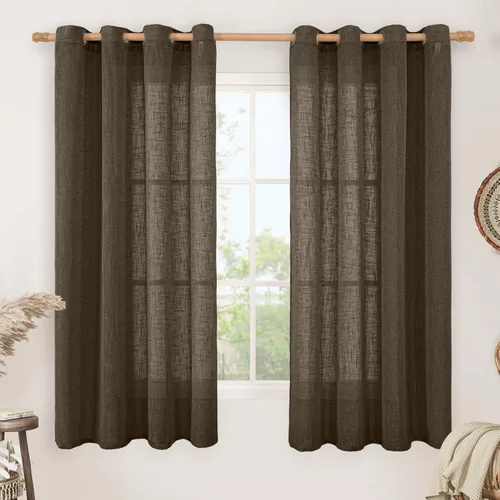 Miniatura 163 de LAMIT Cortinas de lino sintético para dormitorio, paneles filtrantes de luz, cortinas de lino con protección de privacidad con ojales para ventanas