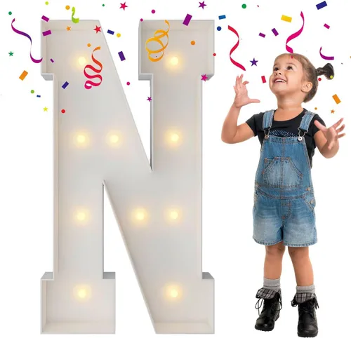 Miniatura 62 de Letras iluminadas con marco de 3 pies de alto, letras enormes con marco, marco de globos en mosaico, letra grande para decoraciones de compromiso