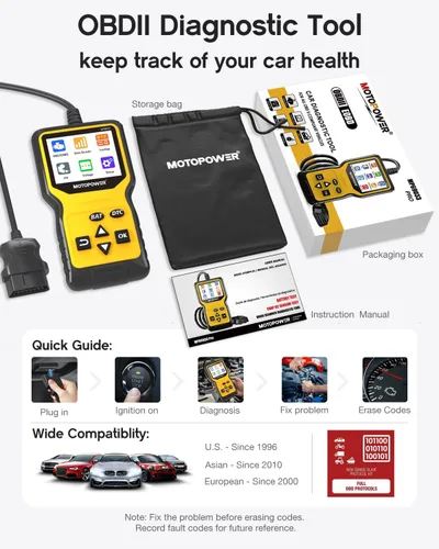Miniatura 5 de MOTOPOWER MP69033 Pro OBD2 Escáner Lector de Código, Herramienta de Diagnóstico de Luz de Falla del Motor con Probador de Batería