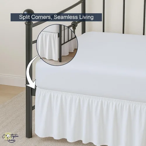 Miniatura 5 de Cottington Lane Falda para Cama Nido con Esquinas Divididas Tamaño Individual Falda de Cama con Volantes Fruncidos Recolectores de Polvo Caída de 16