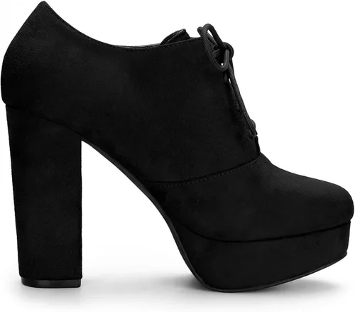 Miniatura 7 de Allegra K Botines con cordones de tacón grueso y plataforma para mujer