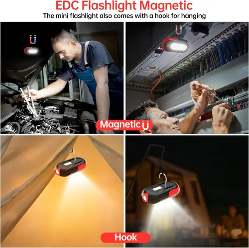 Miniatura 4 de Luz de trabajo magnética recargable, luz de trabajo LED de 400 lm con reflector y proyector COB, 5 modos, tiempo de ejecución de 3 a 7 horas