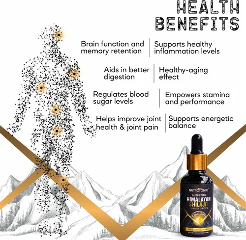 Miniatura 2 de NutroTonic - Gotas líquidas auténticas de Shilajit del Himalaya - Shilajit para hombres y mujeres - 60 días secado al sol - Grado oro raro A+