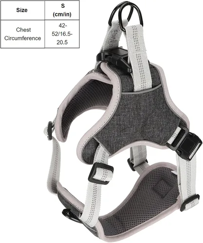 Miniatura 2 de Adjustable Dog Harness, Reflective No Pull Vest with Anti Break Design for Large Medium Dogs, Comfortable Polyester Nylon Chest Strap in Black (S)