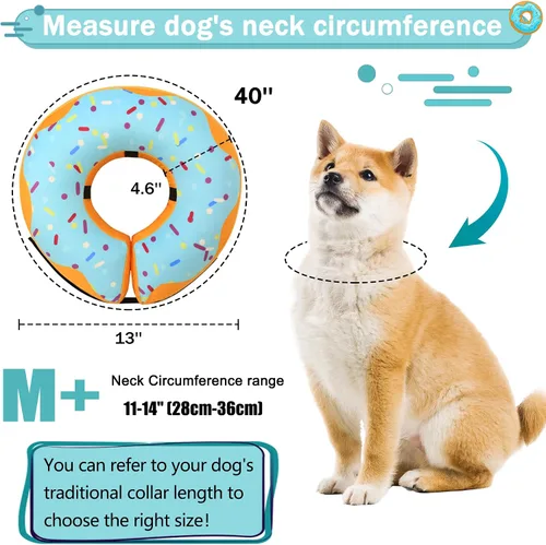 Miniatura 5 de Collar de Dona de Recuperación para Perros y Gatos, Collar de Cono de Perro Inflable Alternativa Después de la Cirugía, Cono Suave para Perros Azul
