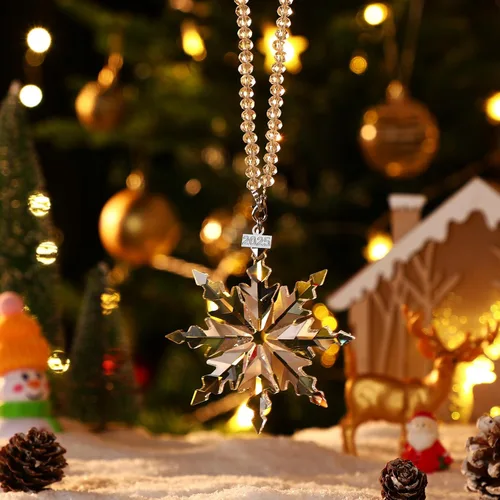 Miniatura 5 de Roowest Paquete de 4 colgantes de copo de nieve de cristal de Navidad 2025, adornos de nieve de cristales para decoración de ventana de fiesta