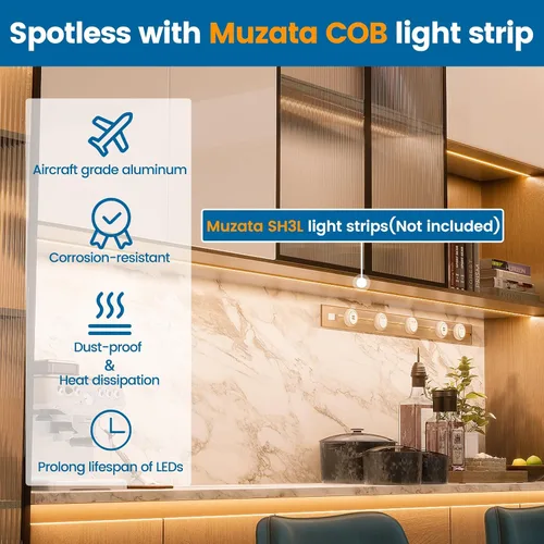 Miniatura 3 de Muzata Paquete de 5 canales LED empotrados de 3.3 pies/3.3 ft con cubierta blanca lechosa en forma de U de aluminio LED tira difusor canal U127 WW 1M