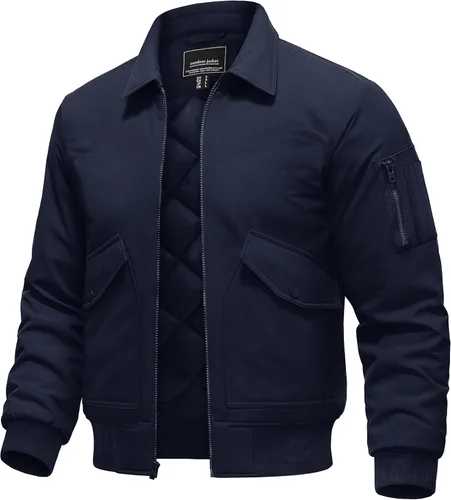 Miniatura 8 de TACVASEN - Chaqueta bomber para hombre, gruesa, acolchada, con cremallera, repelente al agua, rompevientos, cálida, de invierno, con 6 bolsillos