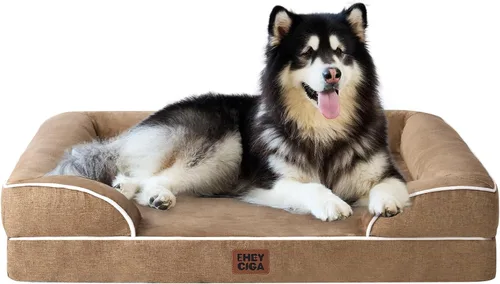 Miniatura 36 de EHEYCIGA - Cama ortopédica para perro grande, impermeable, de espuma viscoelástica y espuma tipo caja de huevos, bordes elevados, antideslizante