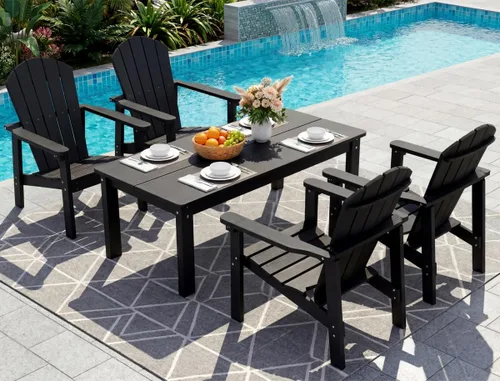 Miniatura 19 de nevilywood Sillas Adirondack compactas apilables, sillas de patio de polietileno de alta densidad de 26.3 pulgadas de ancho, duraderas, diseño que