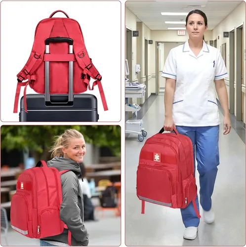 Miniatura 7 de Gatycallaty Mochila de primeros auxilios Emt Bolsa de primeros auxilios Vacía Ems Emergencia Salud en el Hogar Senderismo Trauma Viajes Camping Rojo