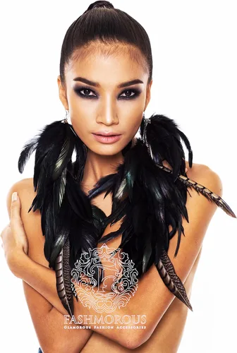 Miniatura 5 de FASHMOROUS - Pendientes de plumas negras para mujer, aretes de plumas para mujer, aretes de plumas negras para mujer