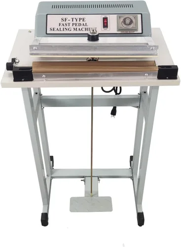 INTBUYING Máquina de sellado de pedal de pie de 110 V con cortador Sellador de pedal de pie 0.118 in/0.024 in Máquina de sellado rápido de ancho de