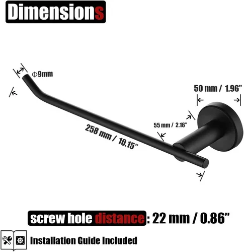 Miniatura 2 de JQK Toallero de mano negro, anillo de toalla de acero inoxidable para baño, soporte para collar de 9 pulgadas, soporte de pared negro mate, mano