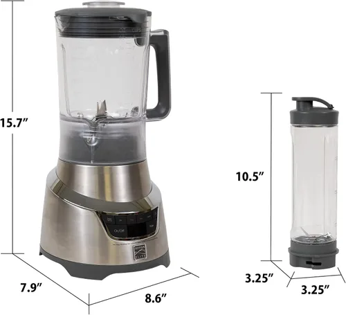 Miniatura 7 de Kenmore Elite - Batidora de 1.3 HP de 64 onzas con vaso de mezcla de una sola porción de 20 onzas, potente motor de trituración de hielo, jarra