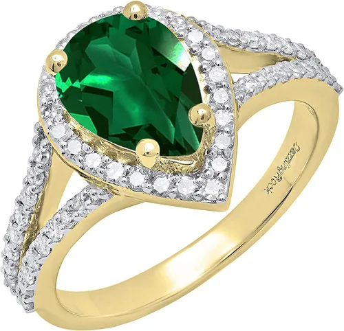 Miniatura 40 de Dazzlingrock Collection Anillo de compromiso con forma de lágrima y diamante blanco natural redondo de 0.45 quilates con halo de diamantes blancos