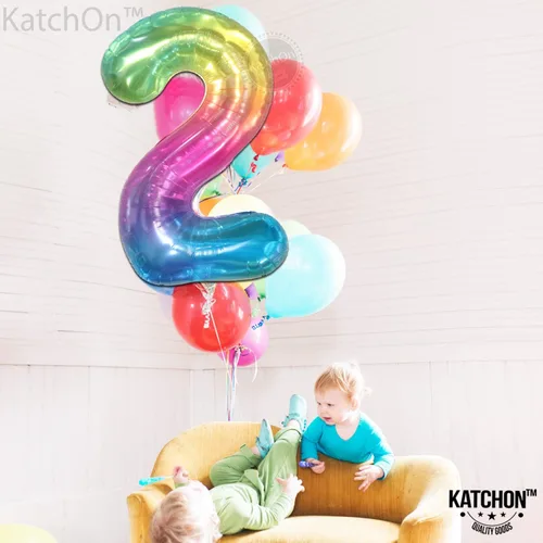 Miniatura 136 de KatchOn, Globo grande azul número 2 de 40 pulgadas Decoraciones de cumpleaños de Baby Shark para niño de 2 años Globo azul número 2 Globo