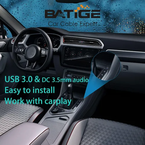 Miniatura 4 de Paquete de 2 cables USB 3.0 y 0.138 in para montaje en automóvil de 0.138 in + extensión AUX USB 3.0 para tablero de salpicadero, cable de montaje