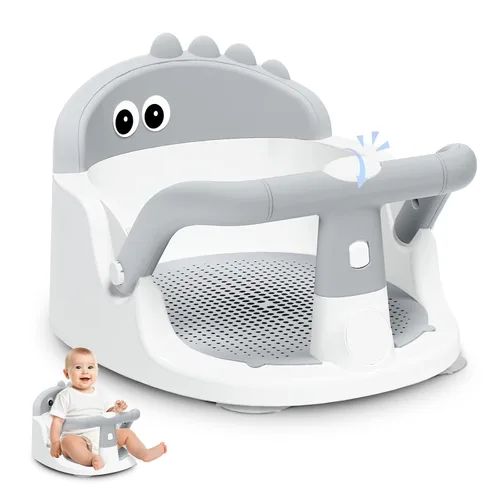 Miniatura 7 de Asiento de baño para bebés de 6 meses en adelante sentados, silla de baño antideslizante con ventosa, seguro y cómodo asiento de baño infantil