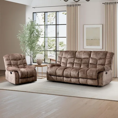 Miniatura 8 de CANMOV Silla reclinable manual, sofá reclinable individual con respaldo y reposabrazos sobrerelleno para sala de estar, muebles de dormitorio