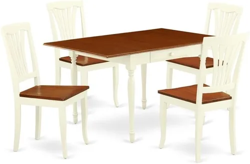 Miniatura 11 de East West Furniture MZAV3-BCH-W - Juego de comedor de 3 piezas para espacios pequeños que contiene una mesa de comedor rectangular con gotas y 2