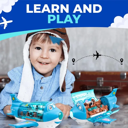 Miniatura 5 de Toysery Juguetes de Avión para Niños, Acción de Choca y Avanza, Avión de Juguete para Pequeñitos con Luces LED Intermitentes y Sonidos para Niños