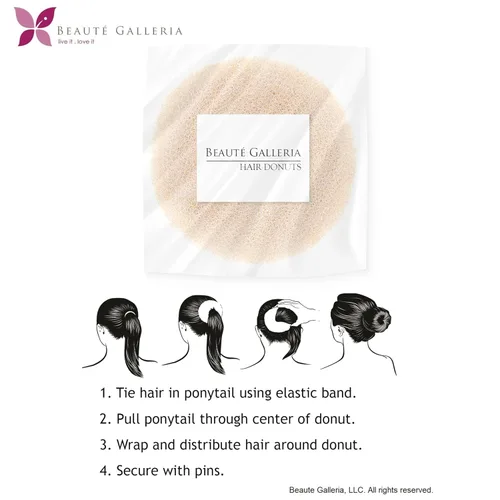 Miniatura 6 de Goma de pelo en forma de donuts para el cabello, L, Beige