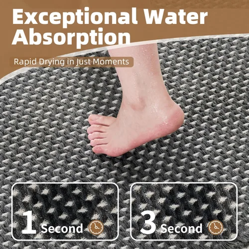 Miniatura 3 de PADOOR Alfombra de baño a cuadros, superabsorbente, antideslizante, alfombras de baño para el piso del baño, 3D, tejido de dos tonos, alfombra